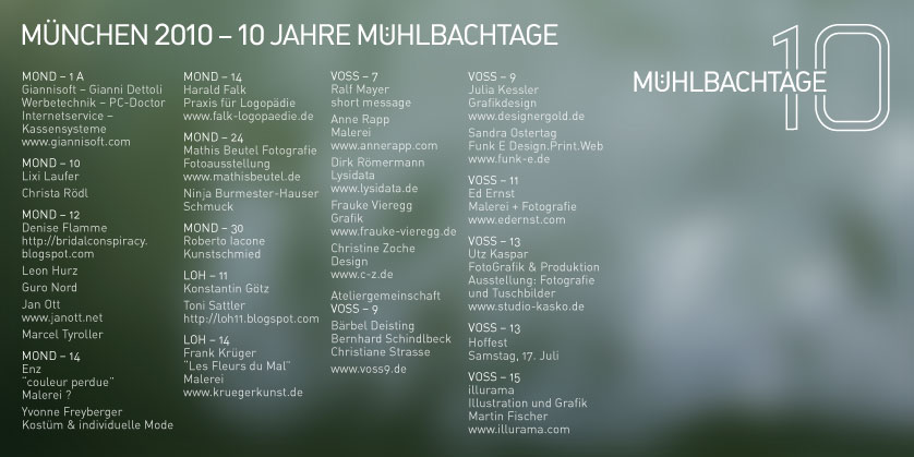 Programm der Mühlbachtage 2010